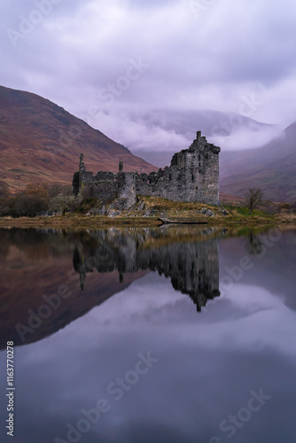 Kilchurn castle during a moody day, Scottish Highlands