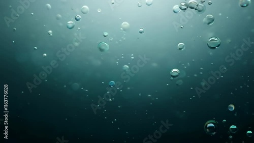 Underwater Bubbles with Soft Blue Light, Calming and Serene Background for Nature and Relaxation Videos, Tranquil Atmosphere.