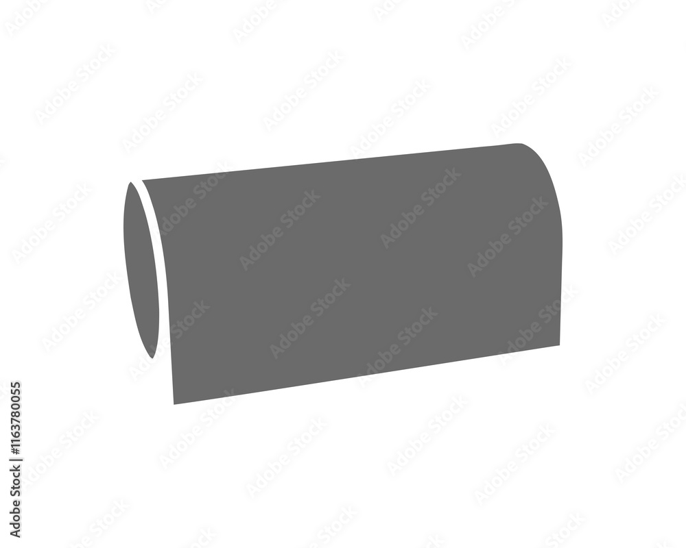 Naklejka premium Simple yet stylish grayscale illustration of a rolled-up object. Ideal for website design, app interfaces, presentations, or as a minimalist graphic element.