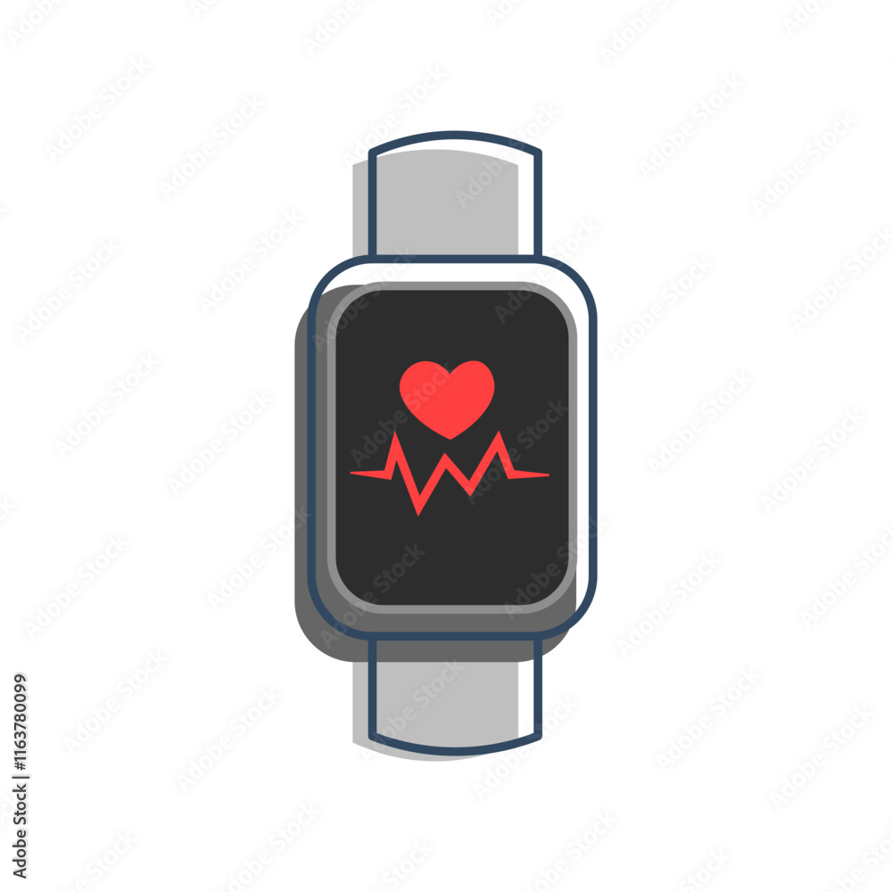 Smart watch with heart rate monitor, represents a health monitoring device. suitable for content related to health technology, fitness tracking, and wearable health devices