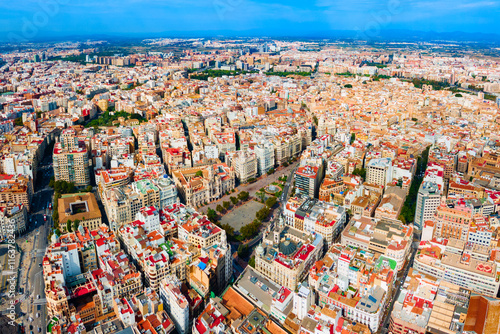 Valencia city aerial panoramic view in Spain