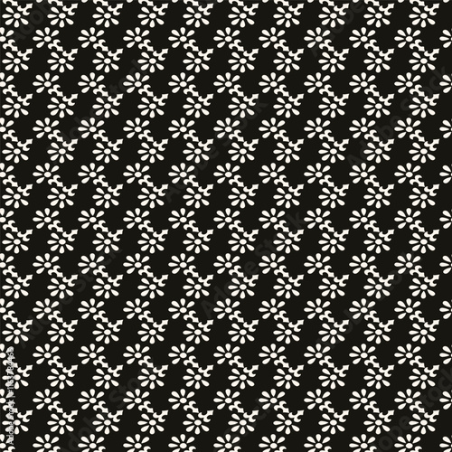 Wallpaper Mural Simple minimalist geometric seamless pattern. Abstract monochrome minimal background with small floral shapes. Subtle repeat design for decor, print. Torontodigital.ca