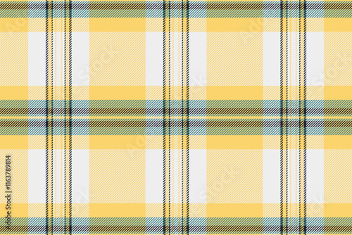 Luxurious seamless pattern background, velvet plaid textile vector. 50s texture fabric check tartan in amber and white colors.