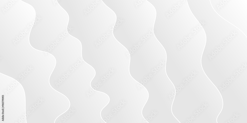 Abstract minimalistic white paper wave curve lines banner background design.
Abstract minimalistic white paper wave curve lines banner background design.