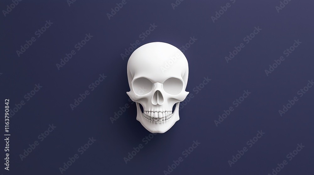 Fototapeta premium White Skull on Blue Background for Graphic Design