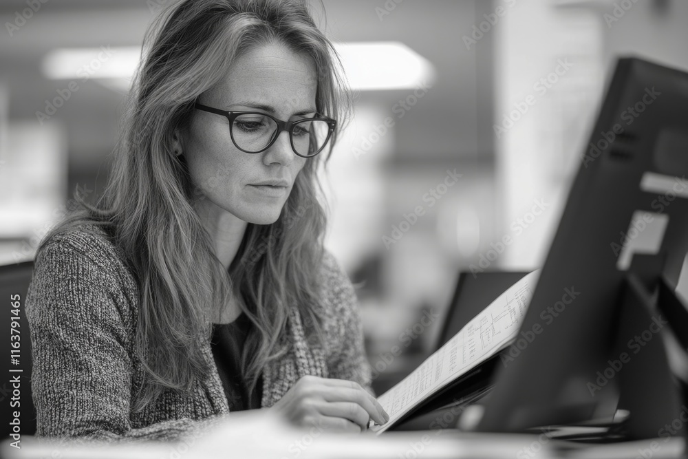 Professional Accountant Woman In Office Doing Accounting, Generative AI Professional Accountant Woman In Office Doing Accounting, Generative AI