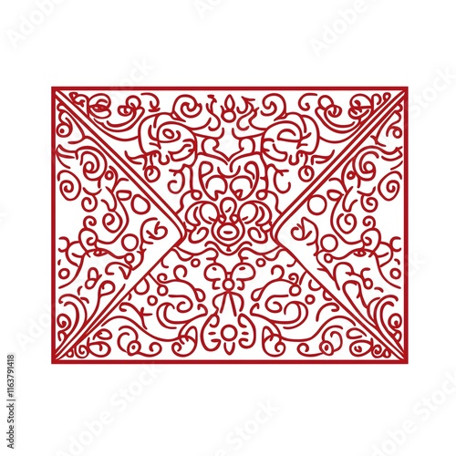Intricate Red Swirl Pattern: A captivating, symmetrical design featuring intricate swirls and floral motifs in a vibrant red hue.  This pattern evokes a sense of elegance and complexity.