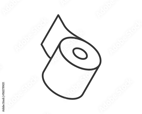 Clean minimalist line art illustration of a toilet paper roll.  Perfect for website icons, app designs, or hygiene-related infographics.