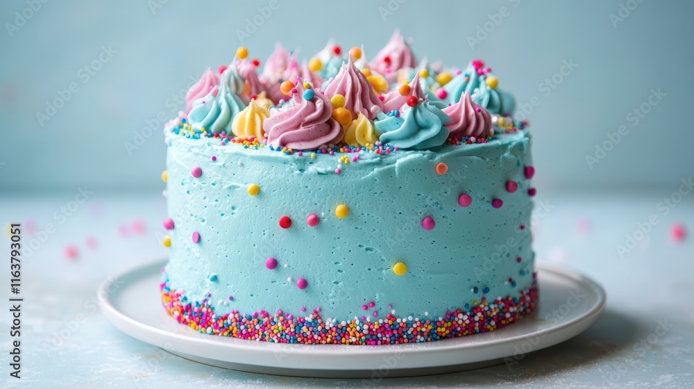 Colorful Celebration Cake with Sprinkles and Frosting Colorful Celebration Cake with Sprinkles and Frosting