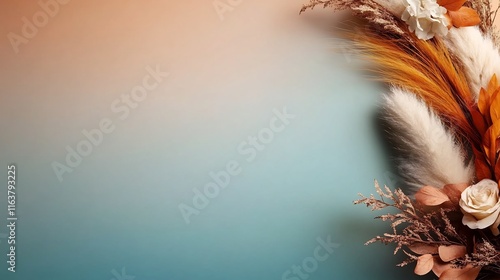 Dried Flower Bouquet on a Gradient Background