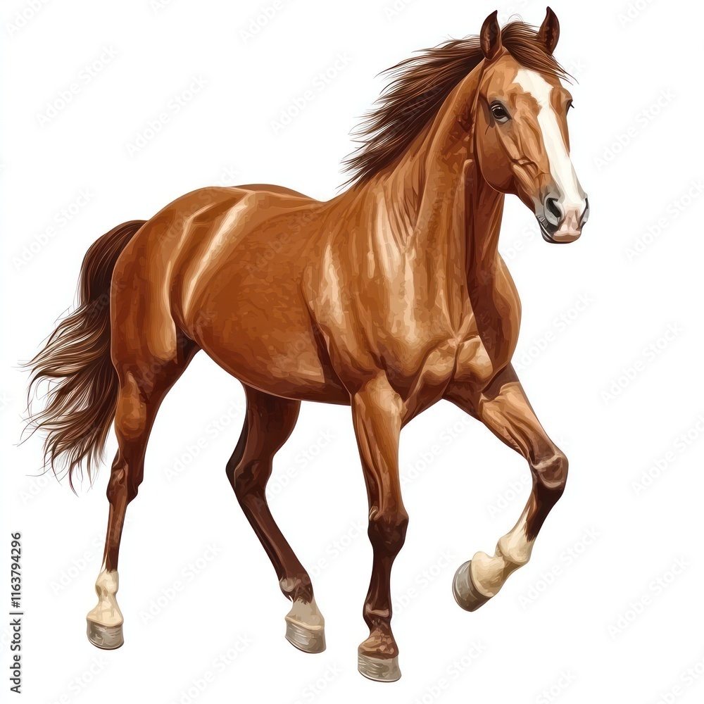 Horse running Isolated on White Background Generative AI Horse running Isolated on White Background Generative AI