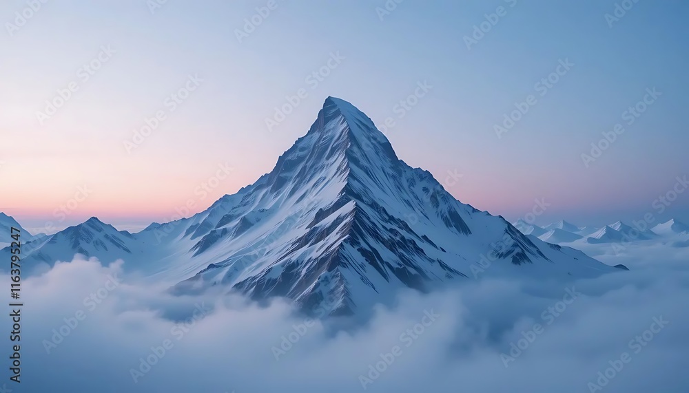 Majestic Snow-Capped Mountain Peak at Twilight Majestic Snow-Capped Mountain Peak at Twilight
