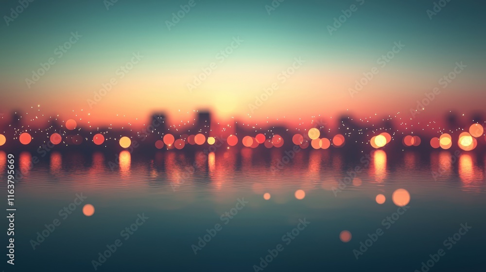 Serene Sunset Over City Skyline Reflection Serene Sunset Over City Skyline Reflection