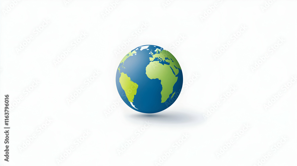 Minimalist illustration of Earth as a simple blue and green globe on a plain white background Minimalist illustration of Earth as a simple blue and green globe on a plain white background