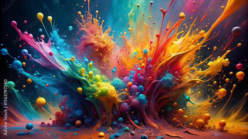 Generate an abstract paint splatter texture with vibrant, contrasting colors. The paint should appear splashed across the surface, with varying intensity and texture, creating a dynamic and artistic l Generate an abstract paint splatter texture with vibrant, contrasting colors. The paint should appear splashed across the surface, with varying intensity and texture, creating a dynamic and artistic l