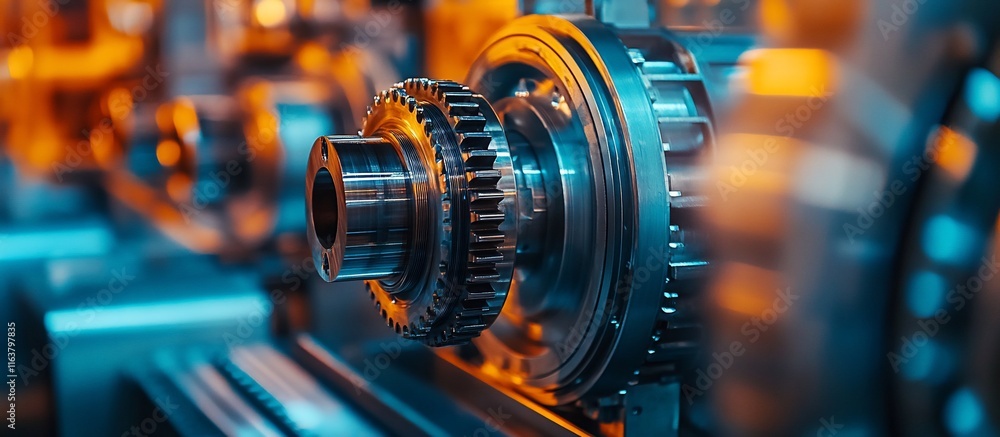 Fototapeta premium Industrial Machinery Close-up: Gears and Precision Engineering
