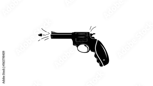 Revolver shot, black isolated silhouette