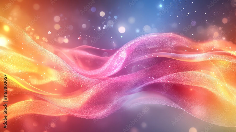 Fototapeta premium Abstract colorful glowing wave with bokeh lights.