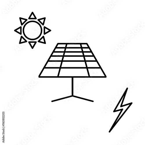 Icon Solar panels convert the sun's heat into electricity, a renewable energy.