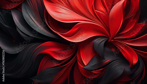 Wallpaper Mural Red and black floral bright abstract background with smooth lines. photorealistic effect Torontodigital.ca