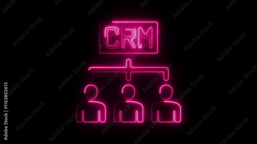 Glowing Neon CRM Icon Animation on Black Background, HD Motion Graphic Video Representing Customer Relationship Management Tools Glowing Neon CRM Icon Animation on Black Background, HD Motion Graphic Video Representing Customer Relationship Management Tools