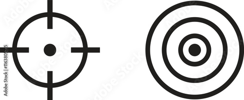 Set of Aim, Target and Goal icons. Editable line vector. Symbol of a gun sight. Group pictogram. isolated on white background. Vector illustration 