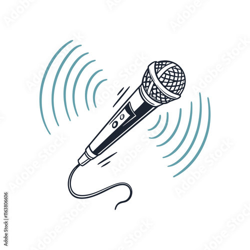 voice microphone icon with sound wave