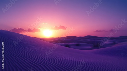 Fototapeta Naklejka Na Ścianę i Meble -  Purple desert sunset landscape.
