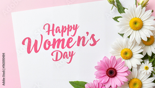 Happy Women's Day greeting card with flowers