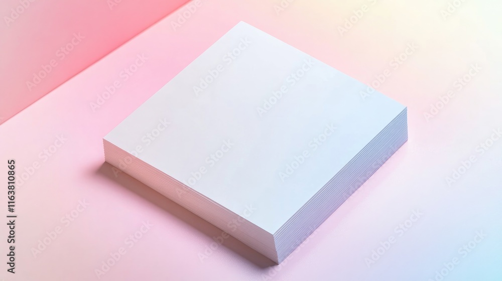 Blank canvas rests on soft pastel background, inviting creativit Blank canvas rests on soft pastel background, inviting creativit