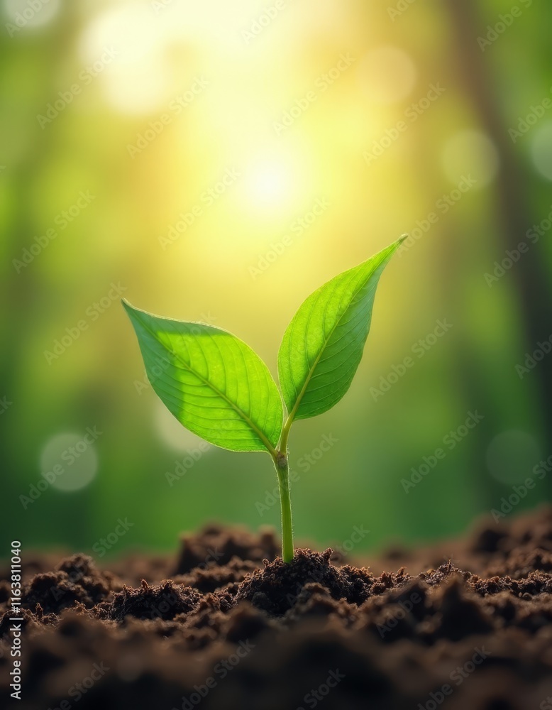 A small green plant growing out of the ground A small green plant growing out of the ground