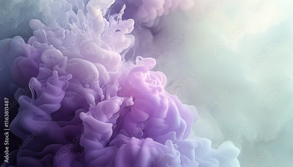 Fototapeta premium Soft Lavender Smoke Abstract Background with Pale Hues in Ethereal Swirls and Clouds