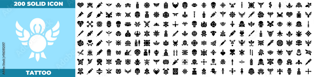 Fototapeta premium Tattoo Solid Editable Icons set