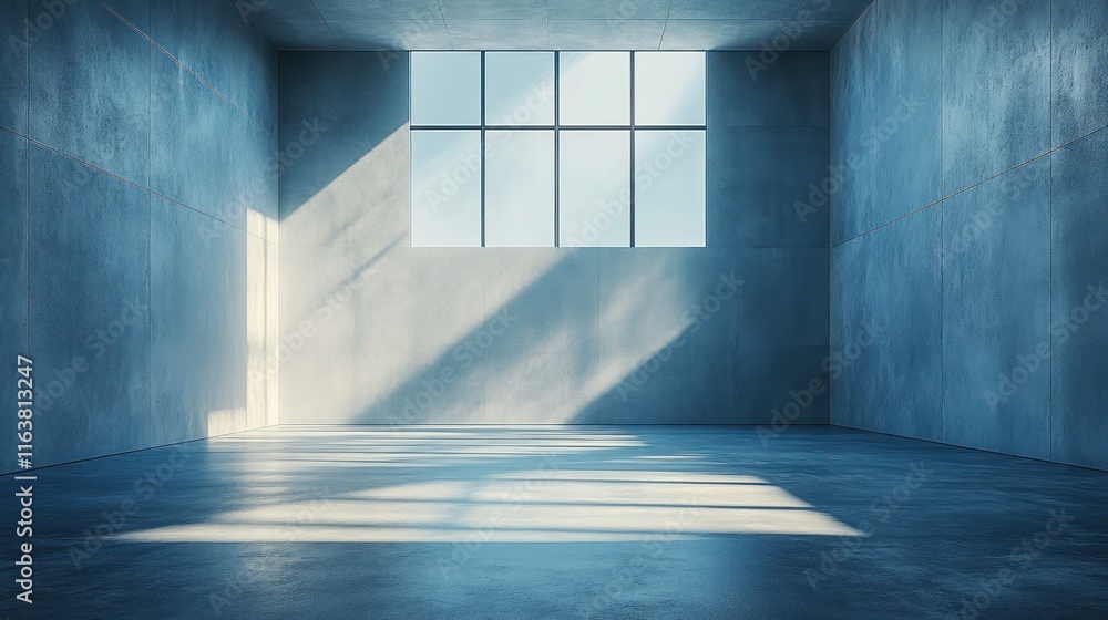 Obraz premium Sunlit empty concrete room interior.