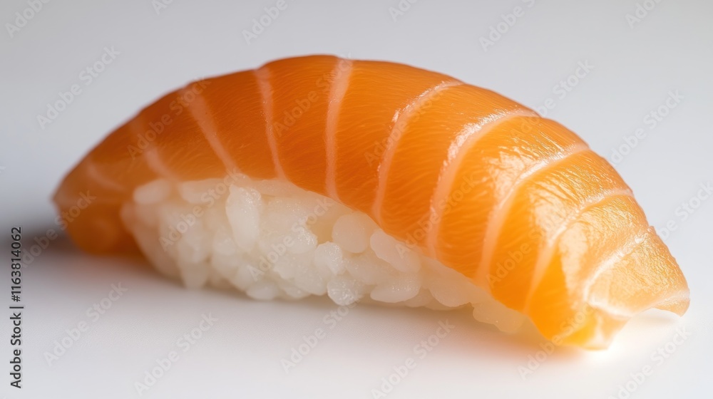 A Single Piece of Delicious Salmon Nigiri Sushi A Single Piece of Delicious Salmon Nigiri Sushi