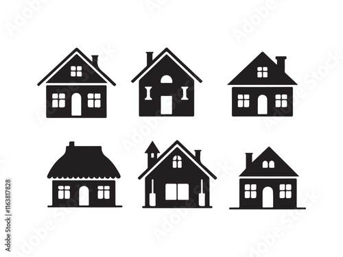 house icon set vector silhouetee on white background.