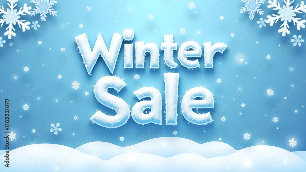 Winter Sale Banner with Snowflakes. Holiday Promotion. Winter Sale Banner with Snowflakes. Holiday Promotion.