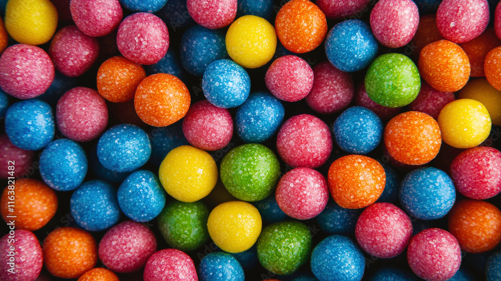 Colorful Candy Balls in Vibrant Shades of Blue, Pink, Yellow, and Orange for Sweet Treats and Snacks Enthusiasts Colorful Candy Balls in Vibrant Shades of Blue, Pink, Yellow, and Orange for Sweet Treats and Snacks Enthusiasts