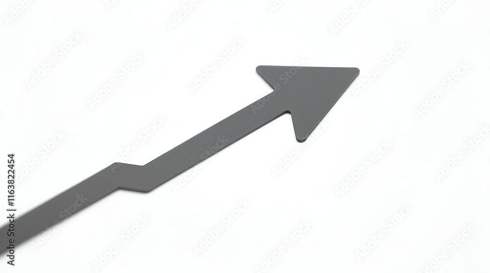 Dark grey zigzag arrow pointing upwards isolated on white background. Growth, progress & success. business, finance, or development symbol Dark grey zigzag arrow pointing upwards isolated on white background. Growth, progress & success. business, finance, or development symbol