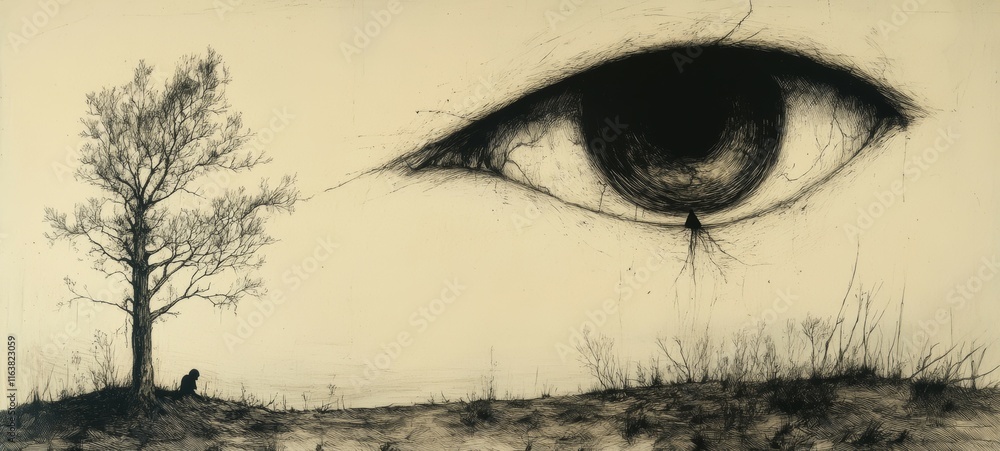Obraz premium The Watchful Eye, Paranoid Personality Disorder