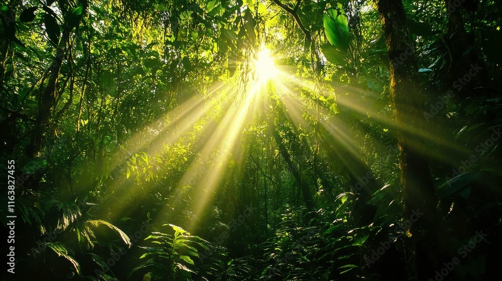 Fototapeta premium Bright Jungle with Sunlight and High Contrast