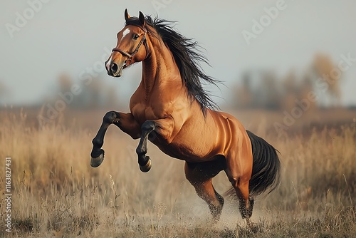 Majestic Horse Rising in Action, Horse in Motion on Hind Legs