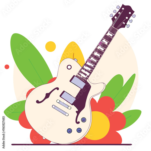 White Electric Guitar Semi-Hollow Gibson ES