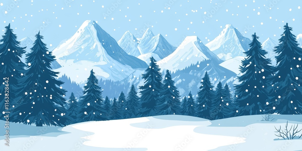Fototapeta premium generate a winter image with mountains and tress at background covered with snow
