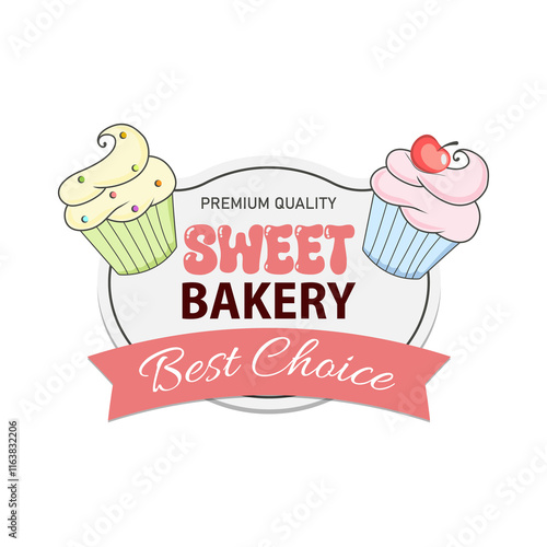 Food, confectionery, bakery products, sweets. Bakery and dessert logo, sign, template, emblem. photo