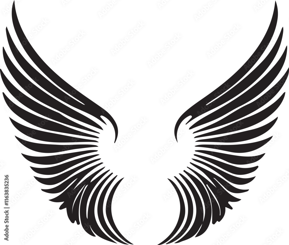 Naklejka premium black and white angel wings silhouette design