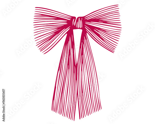 Hand drawn striped bow knots isolated on white background. Classy vector illustration for wedding celebration print, party decoration, Valentines day greeting card, holiday poster