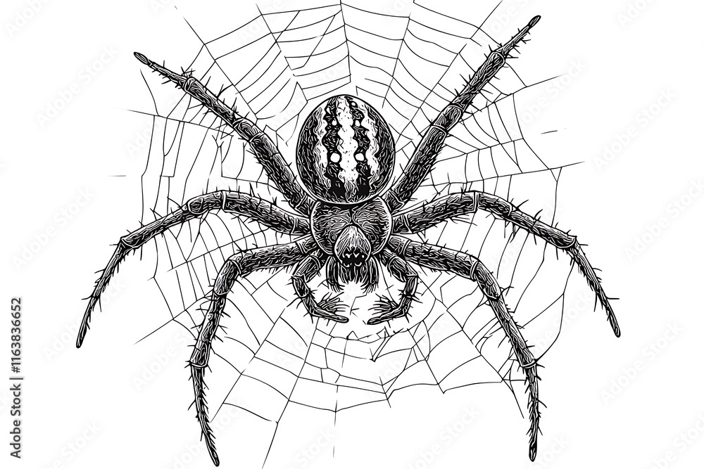 Obraz premium Spider Spinning Intricate Web