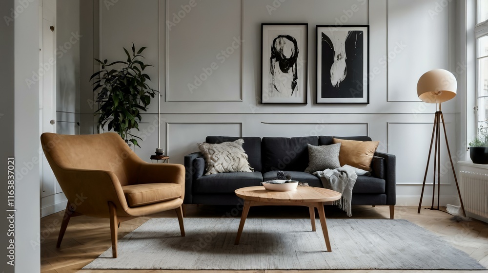 Fototapeta premium interior home design scandinavian modern style