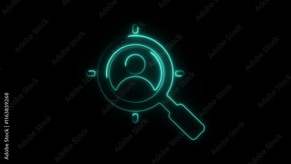 Glowing Neon Human Resources Icon Animation on Black Background, HD Motion Graphic Video Representing Workforce Management Glowing Neon Human Resources Icon Animation on Black Background, HD Motion Graphic Video Representing Workforce Management